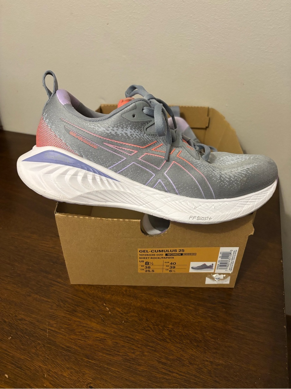 Asics Women's Gel Cumulus 25 Gray Running Shoes with Pink and Purple Accents
